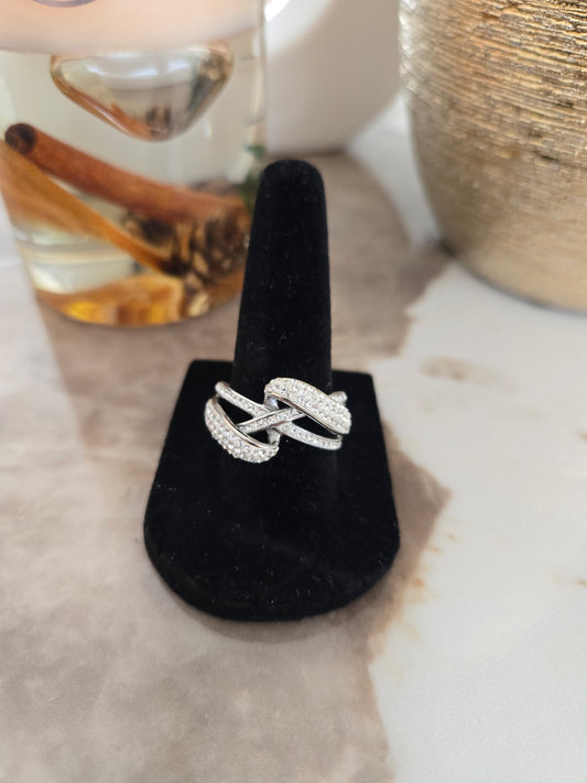 Bague argent avec pierres blanches