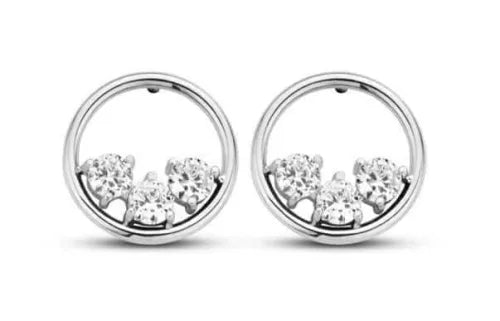 Boucles d'oreilles en pierre blanche couleur argent