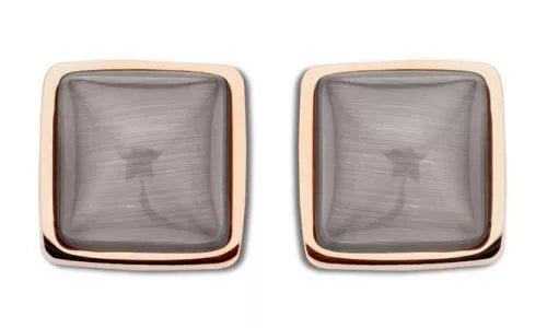 Boucles d'oreilles Victoria couleur or rose avec pierre marron