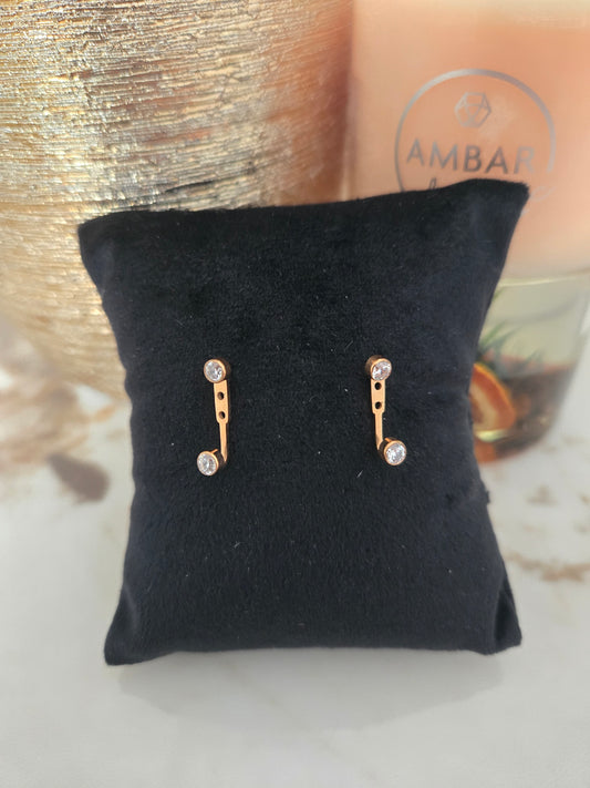 Boucles d'oreilles Victoria en pierre blanche couleur or rose