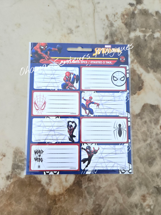 Lot 16 étiquettes pour cahier - Spiderman