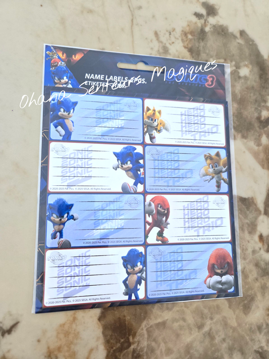 Lot 16 étiquettes pour cahier - Sonic