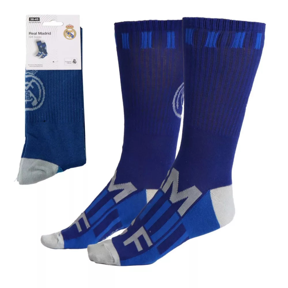 Chaussettes longues bleues pour adultes Real Madrid 38/45