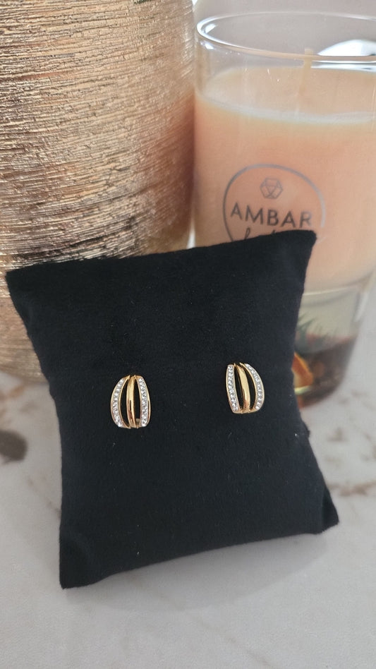 Boucles d’oreilles Victoria or avec pierres blanches