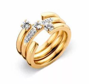 Ensemble de 3 bagues Victoria Gold avec pierres blanches