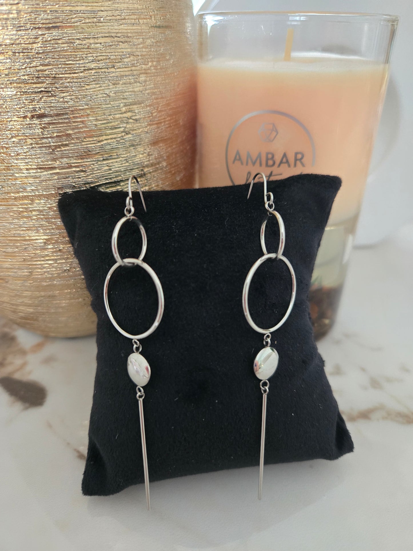 Boucles d'oreilles pendule couleur argent Victoria
