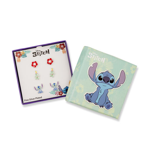(Précommande) Lot de 3 paires de boucles d'oreilles Disney Stitch en argent
