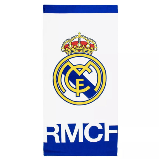 Serviette de plage blanche Real Madrid 70x140cm (séchage rapide)
