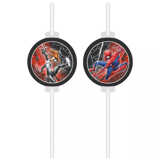 Lot de 4 pailles Spiderman