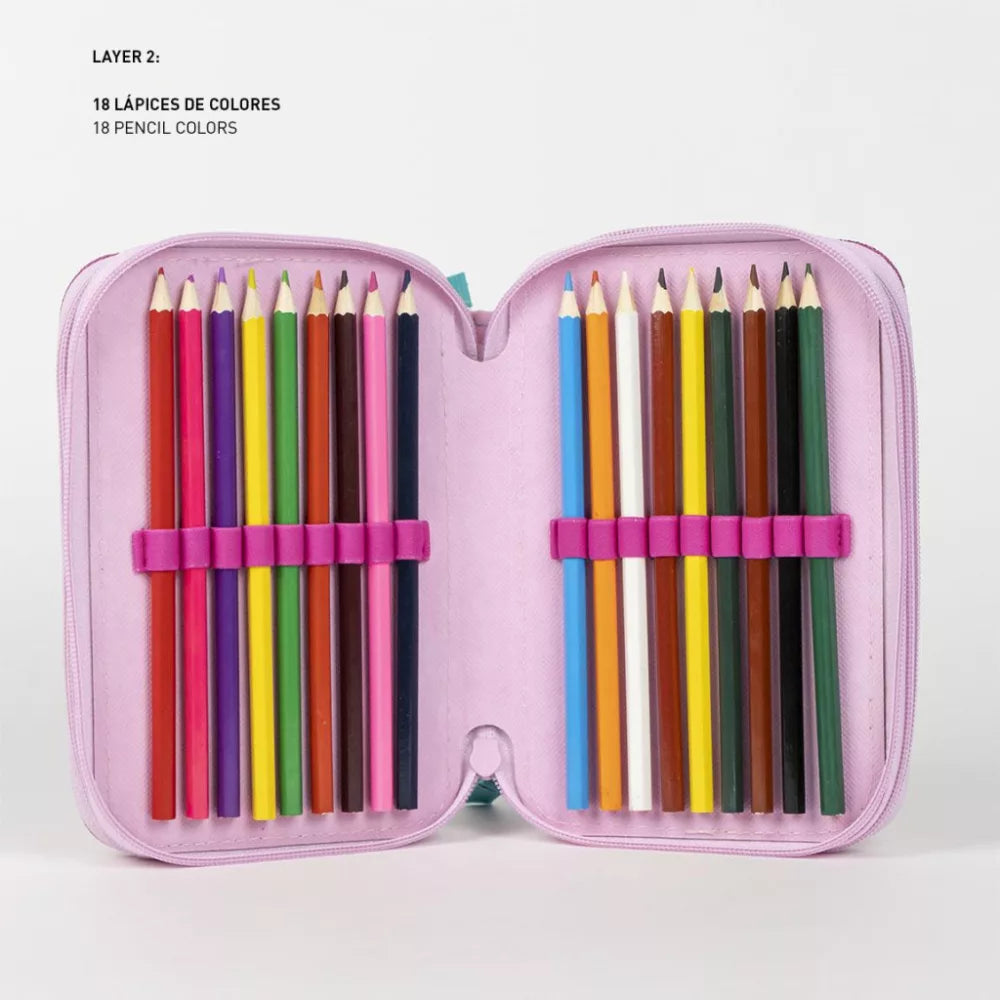 Trousse à crayons remplie Minnie à 3 niveaux