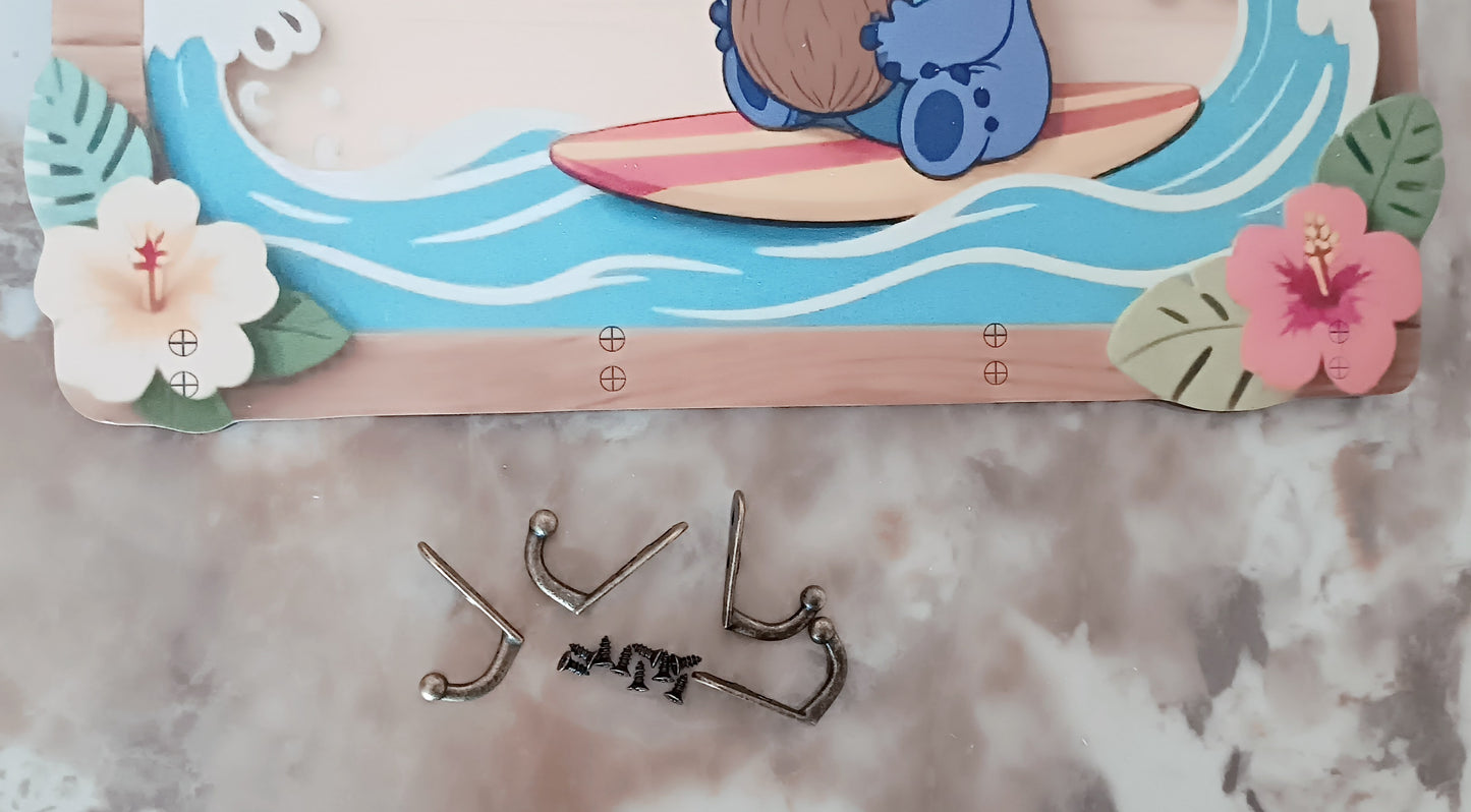 Porte-clés mural Stitch en bois