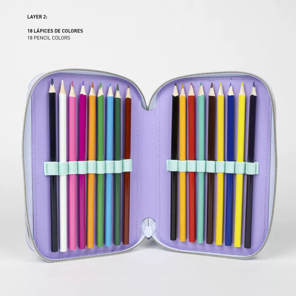 Trousse à crayons remplie Reine des neiges 3 niveaux