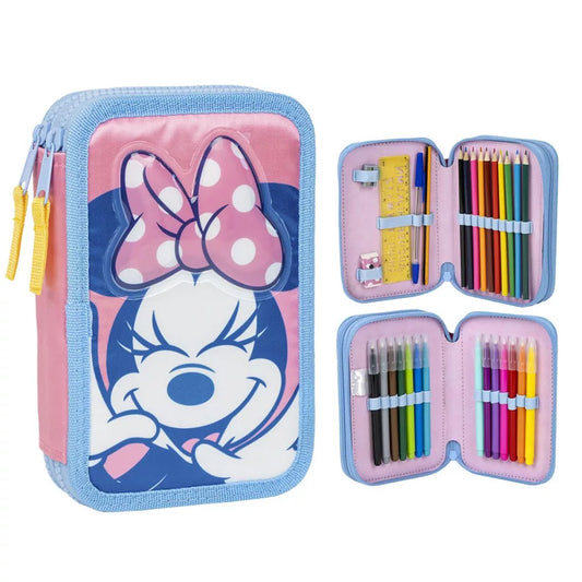 Trousse à crayons remplie Minnie 2 niveaux