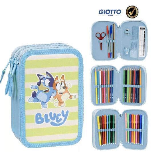 Trousse à crayons remplie à 3 niveaux Bluey