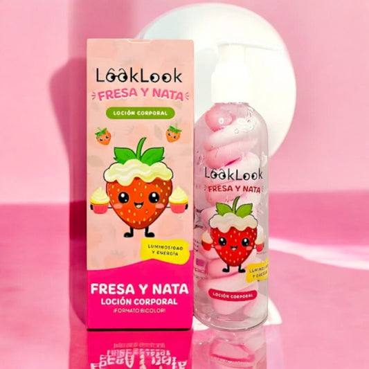 Lait corporel bicolore fraise et crème