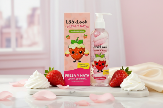 Lait corporel bicolore - fraise et crème