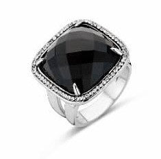 Bague Victoria en pierre noire couleur argent