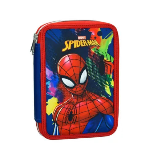 Trousse à crayons remplie Spiderman 2 niveaux